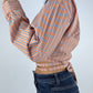 Chemise upcyclée cache-cœur orange à rayures