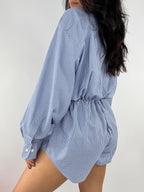 Combinaison upcyclée vichy bleu