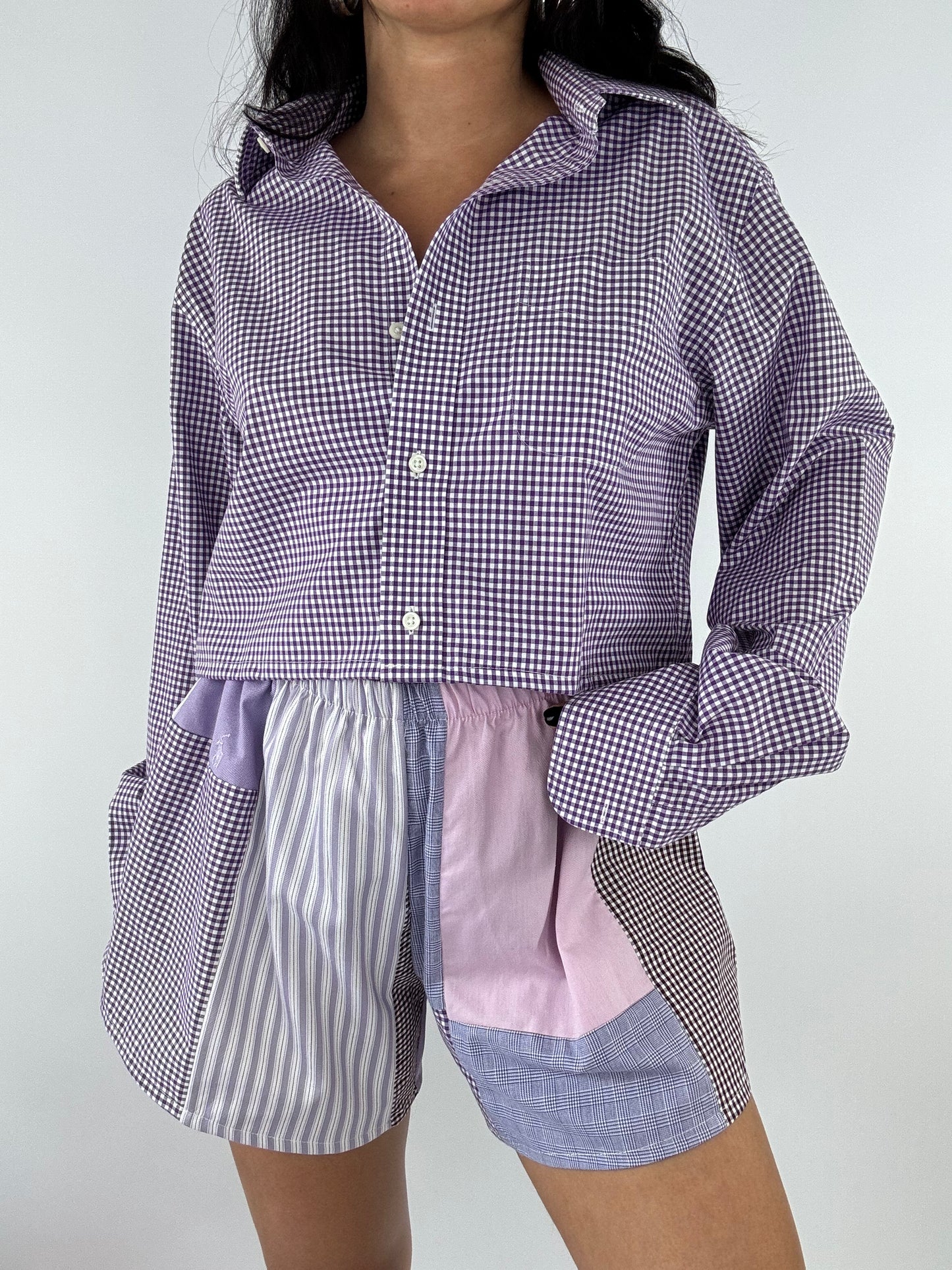 Ensemble upcyclé vichy et patchwork