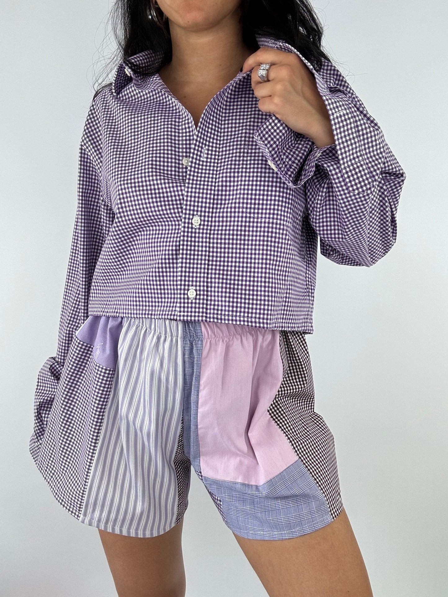 Ensemble upcyclé vichy et patchwork