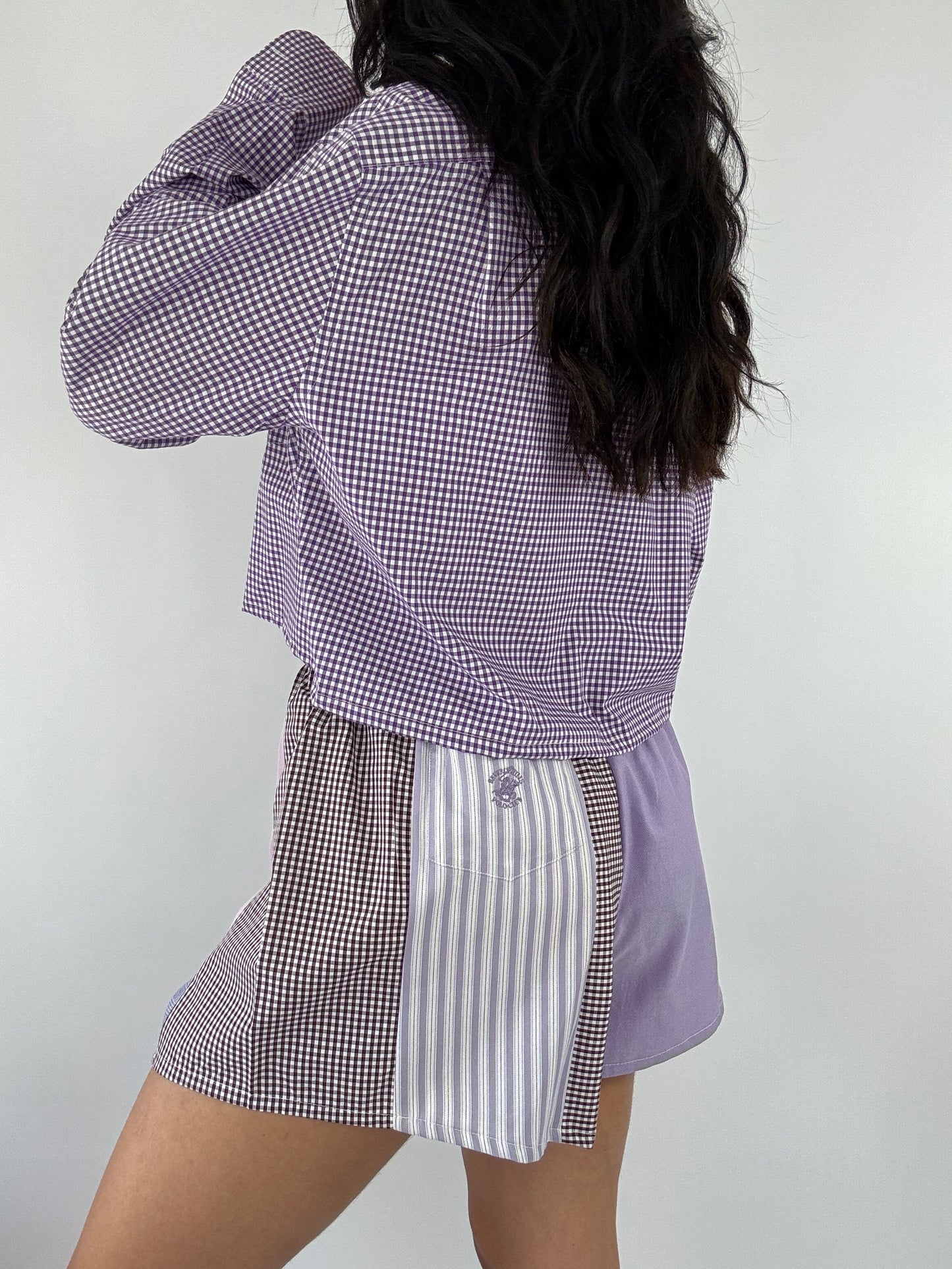 Ensemble upcyclé vichy et patchwork