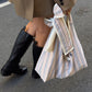 Sac upcyclé nœud beige à rayures