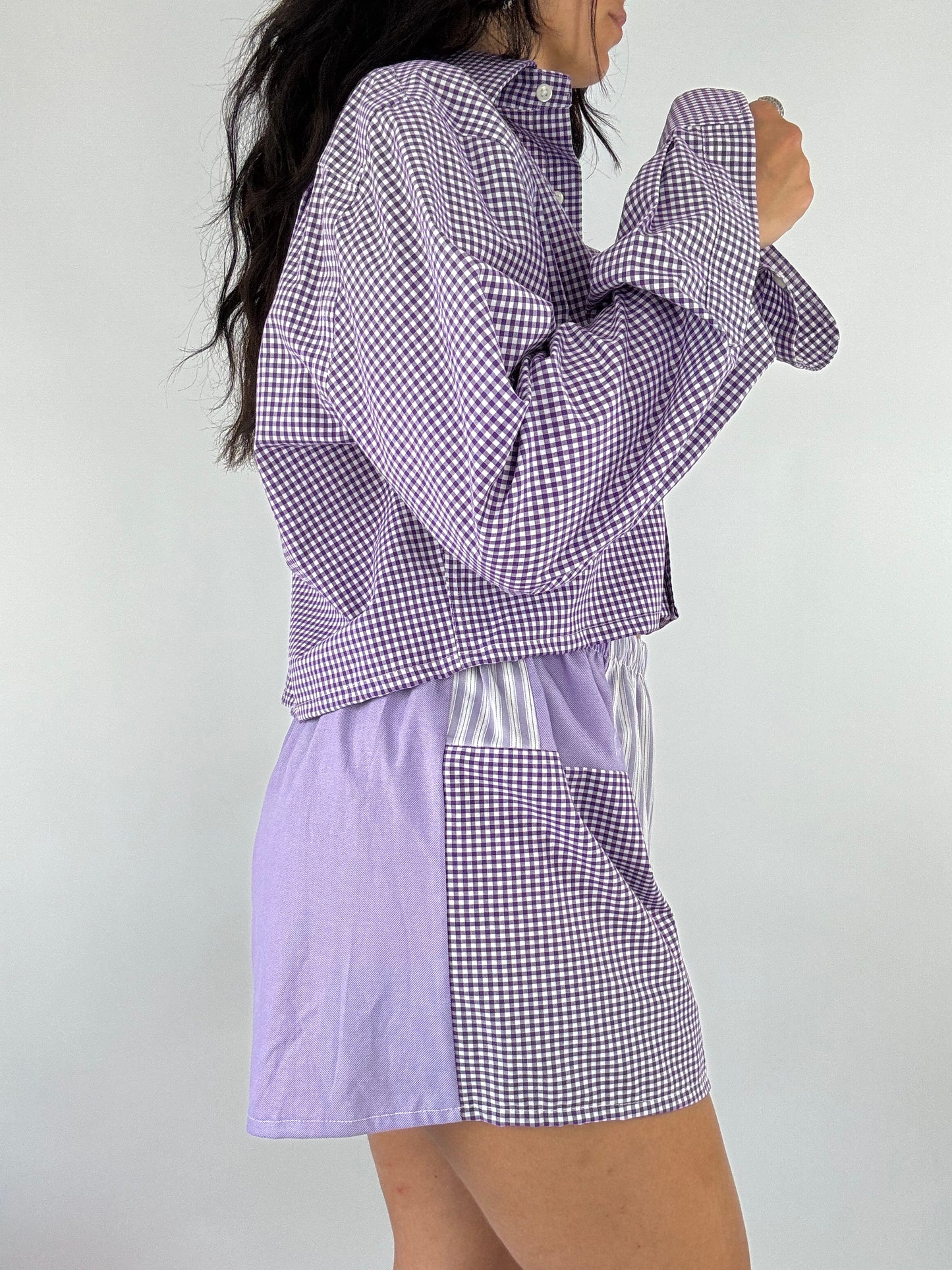 Ensemble upcyclé vichy et patchwork