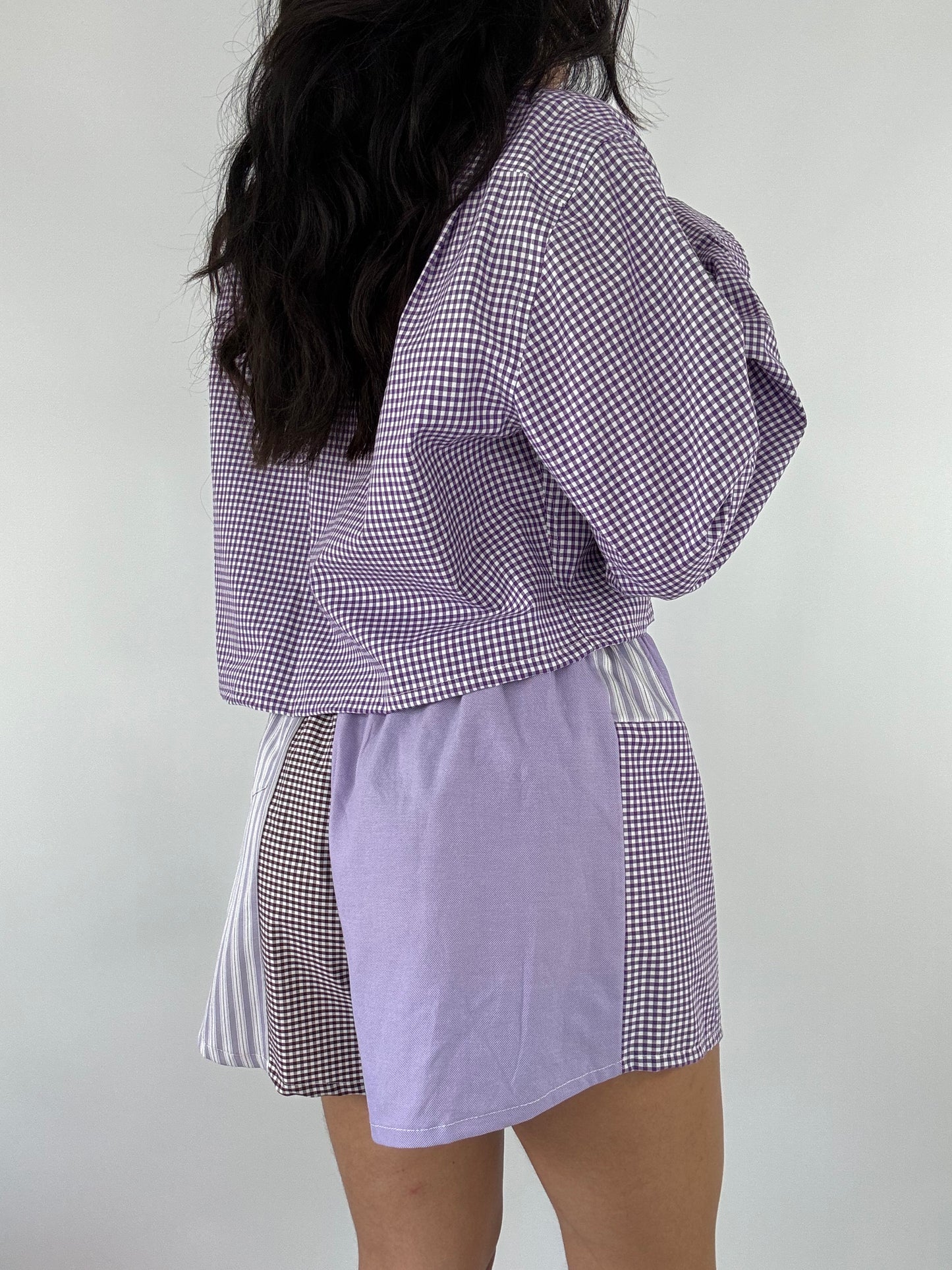 Ensemble upcyclé vichy et patchwork