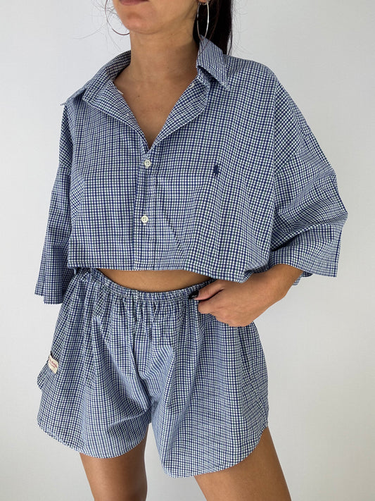 Ensemble upcyclé à carreaux