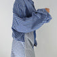 Ensemble upcyclé bleu à rayures et patchwork