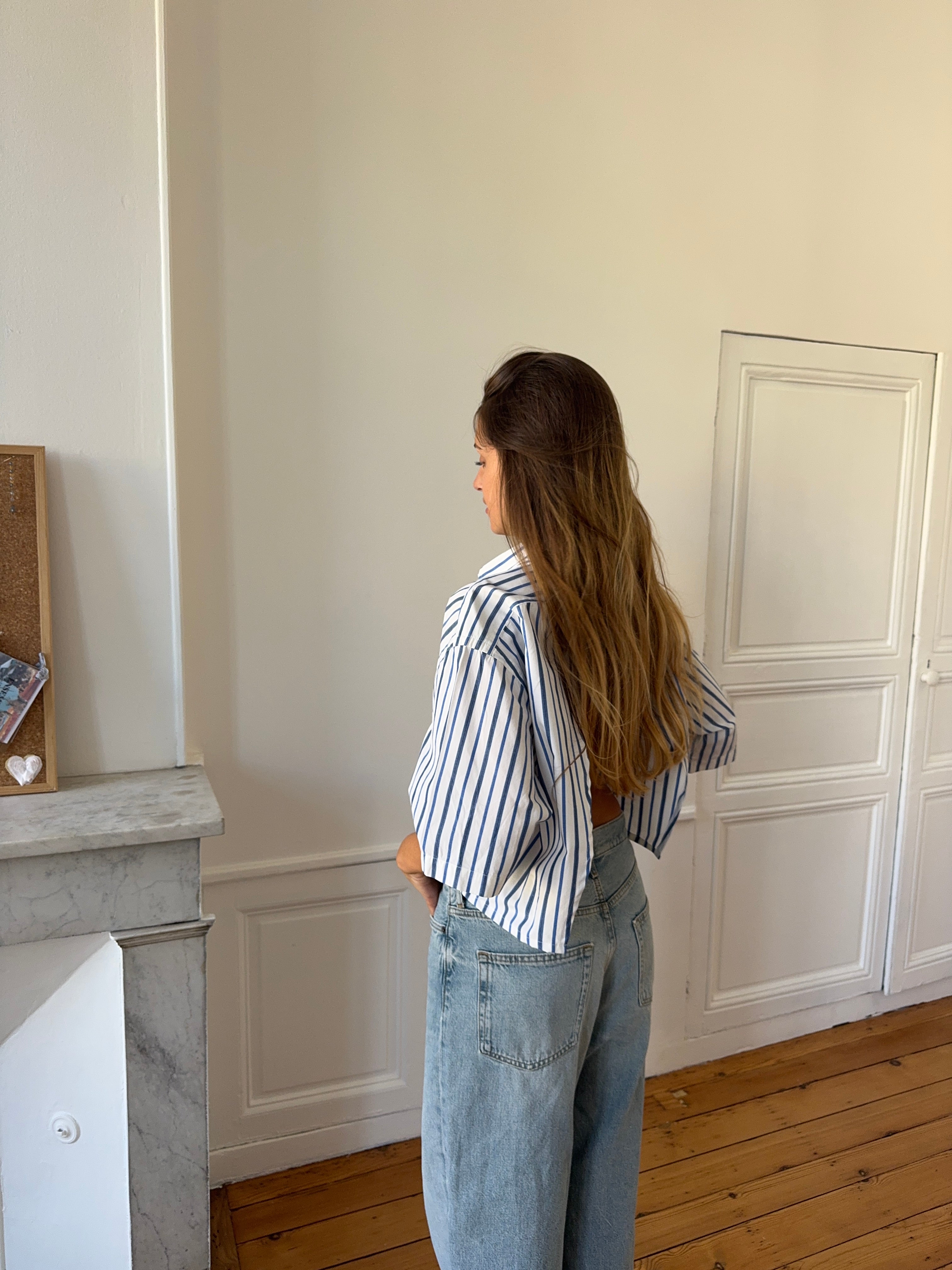 Chemisette upcyclée dos nu rayée - S/M