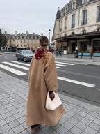 Sac upcyclé laine beige vintage - petit