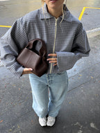 Bomber laine fine à carreaux