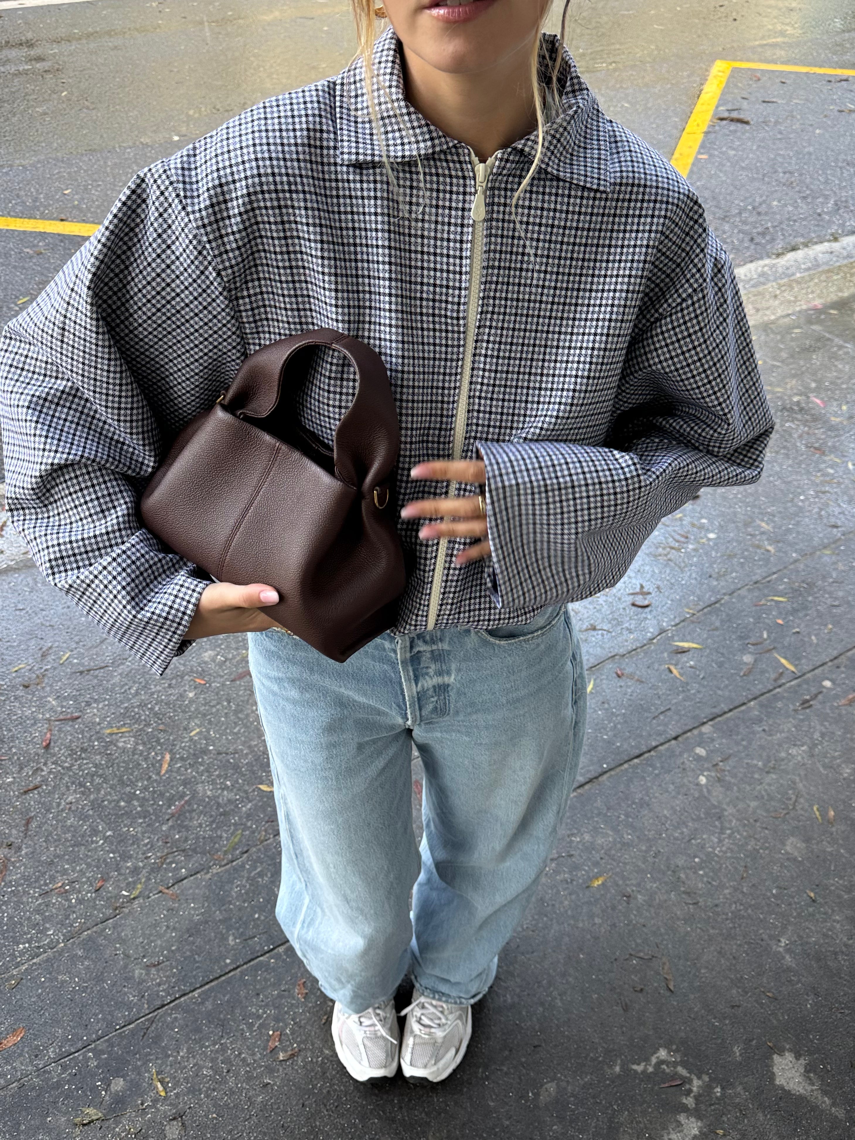 Bomber laine fine à carreaux