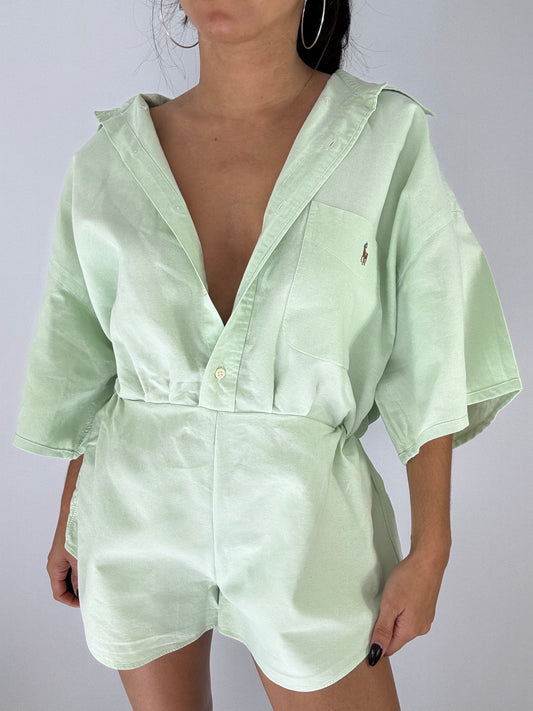 Combinaison upcyclée vert pastel
