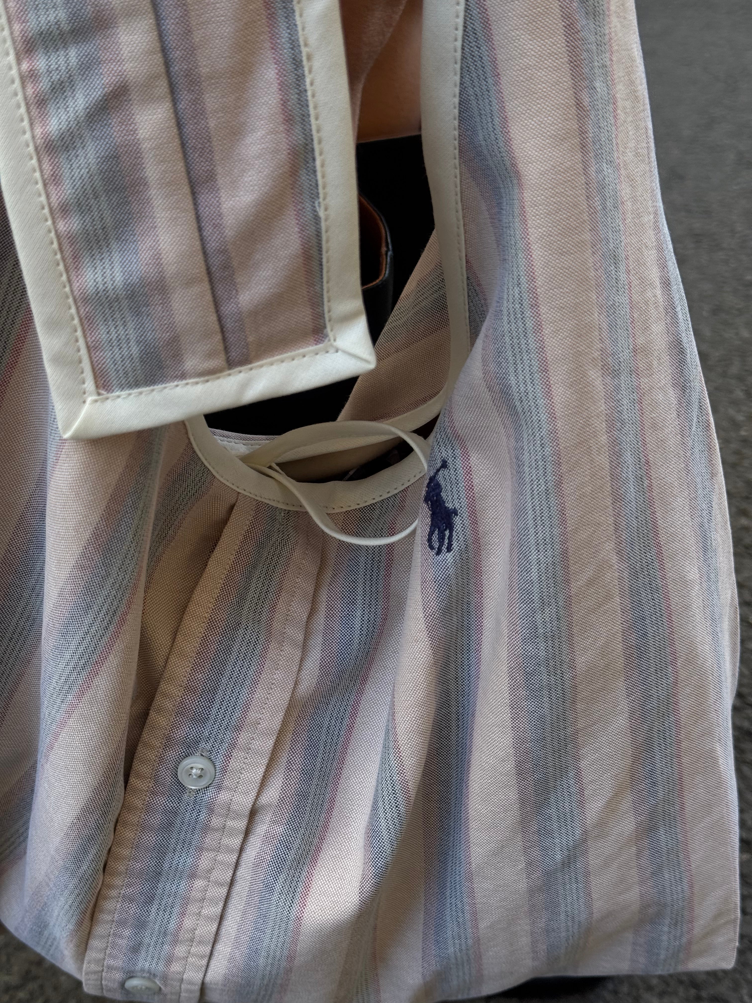 Sac upcyclé nœud beige à rayures