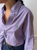 Chemise upcyclée dos nu vichy violet