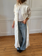 Veste longue fine upcyclée soie zébrée - M