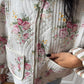 Veste upcyclée matelassée blanche à fleurs