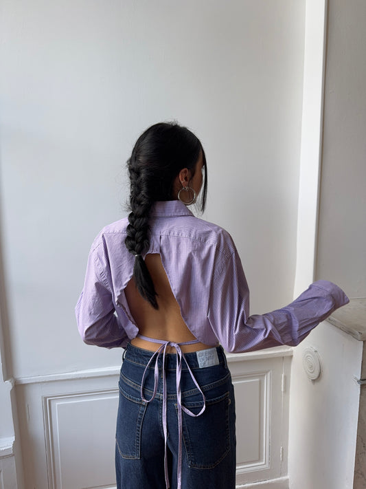 Chemise upcyclée dos nu vichy