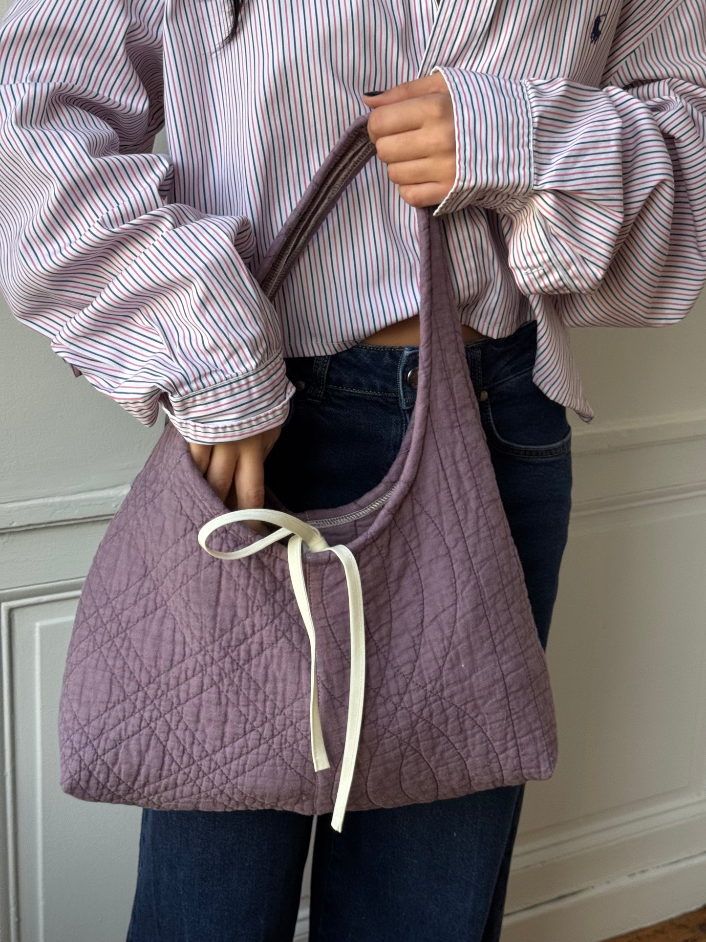Sac upcyclé matelassé violet