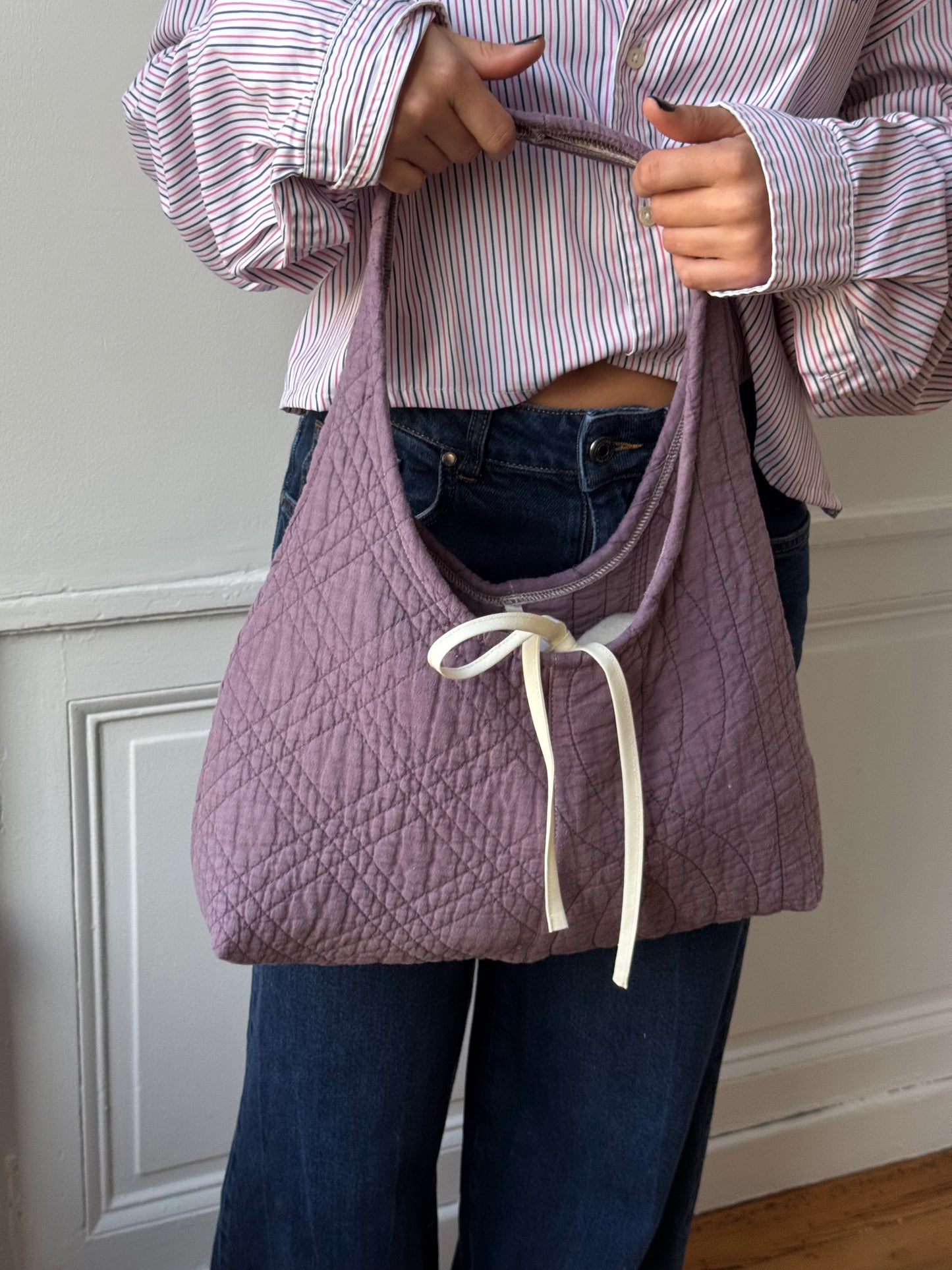 Sac upcyclé matelassé violet