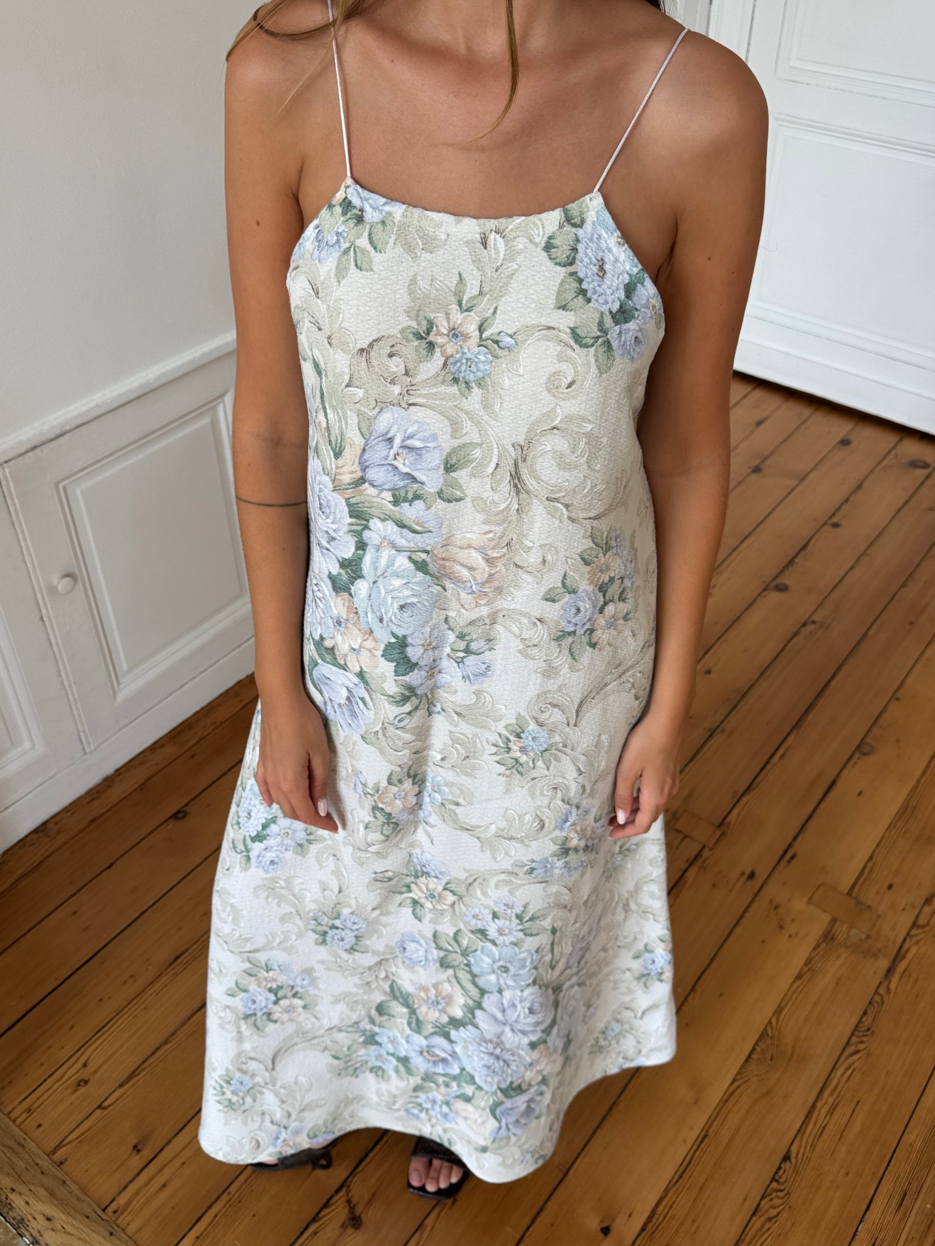 Robe dos nu longue upcyclée à fleurs