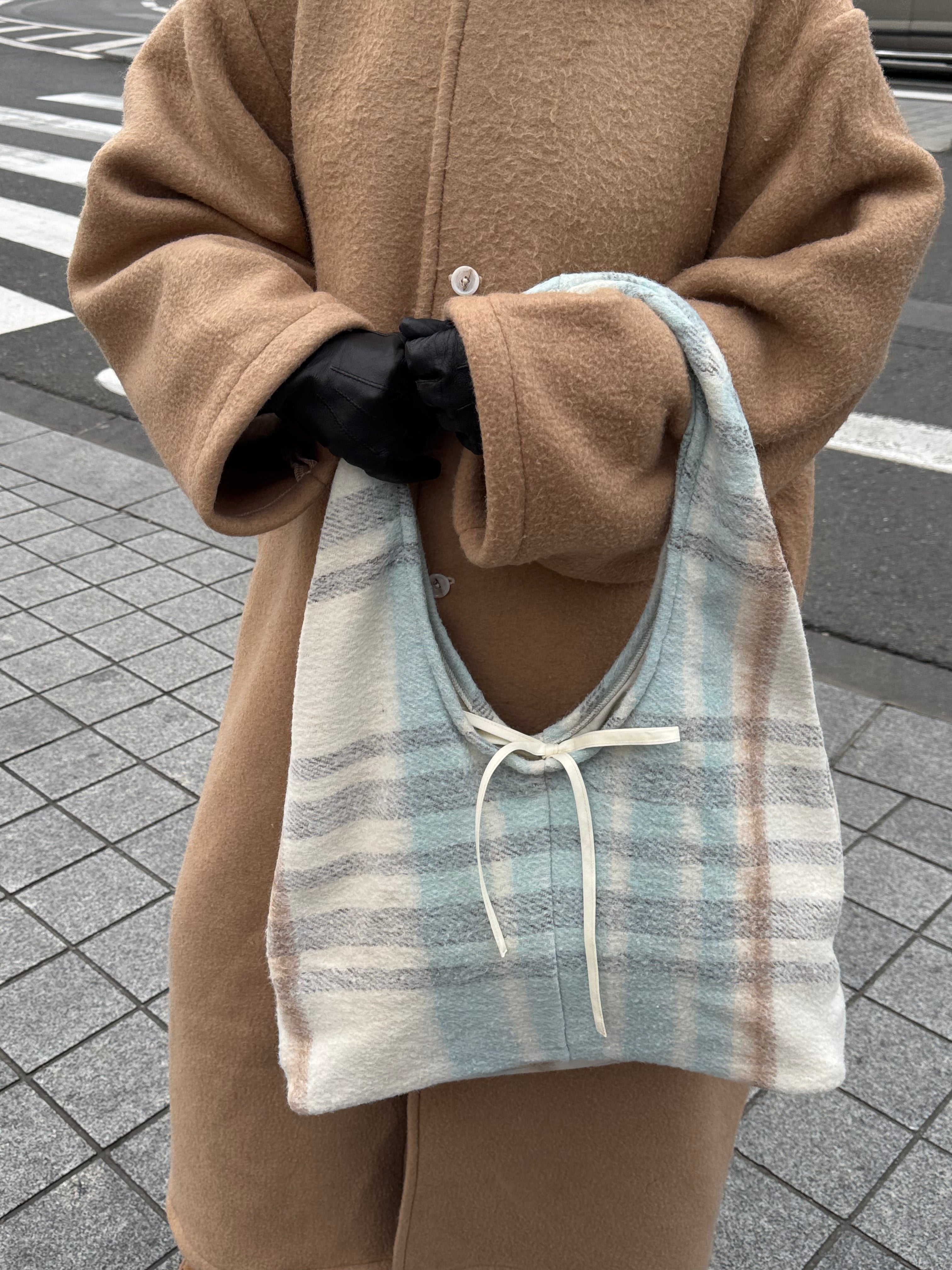 Sac upcyclé laine à carreaux vintage - grand