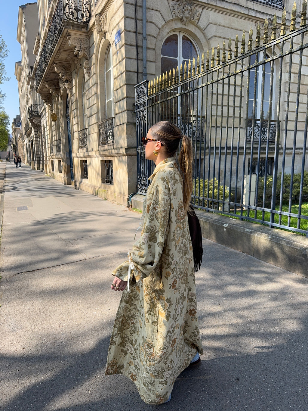 Manteau long upcyclé à motifs vintage