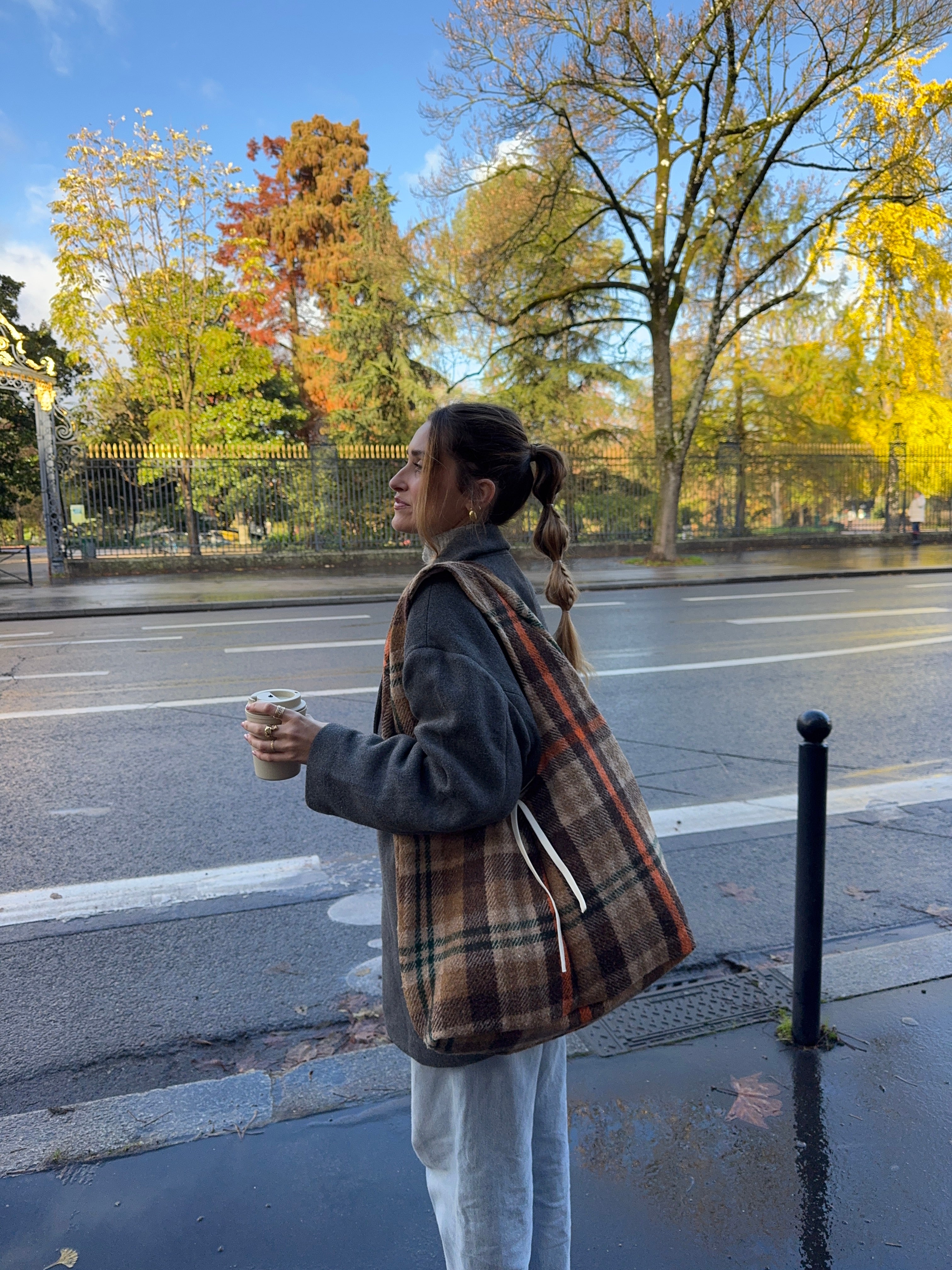 Sac upcyclé laine à carreaux vintage