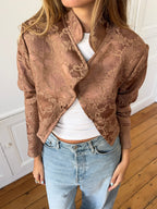 Veste courte upcyclée satinée cuivrée