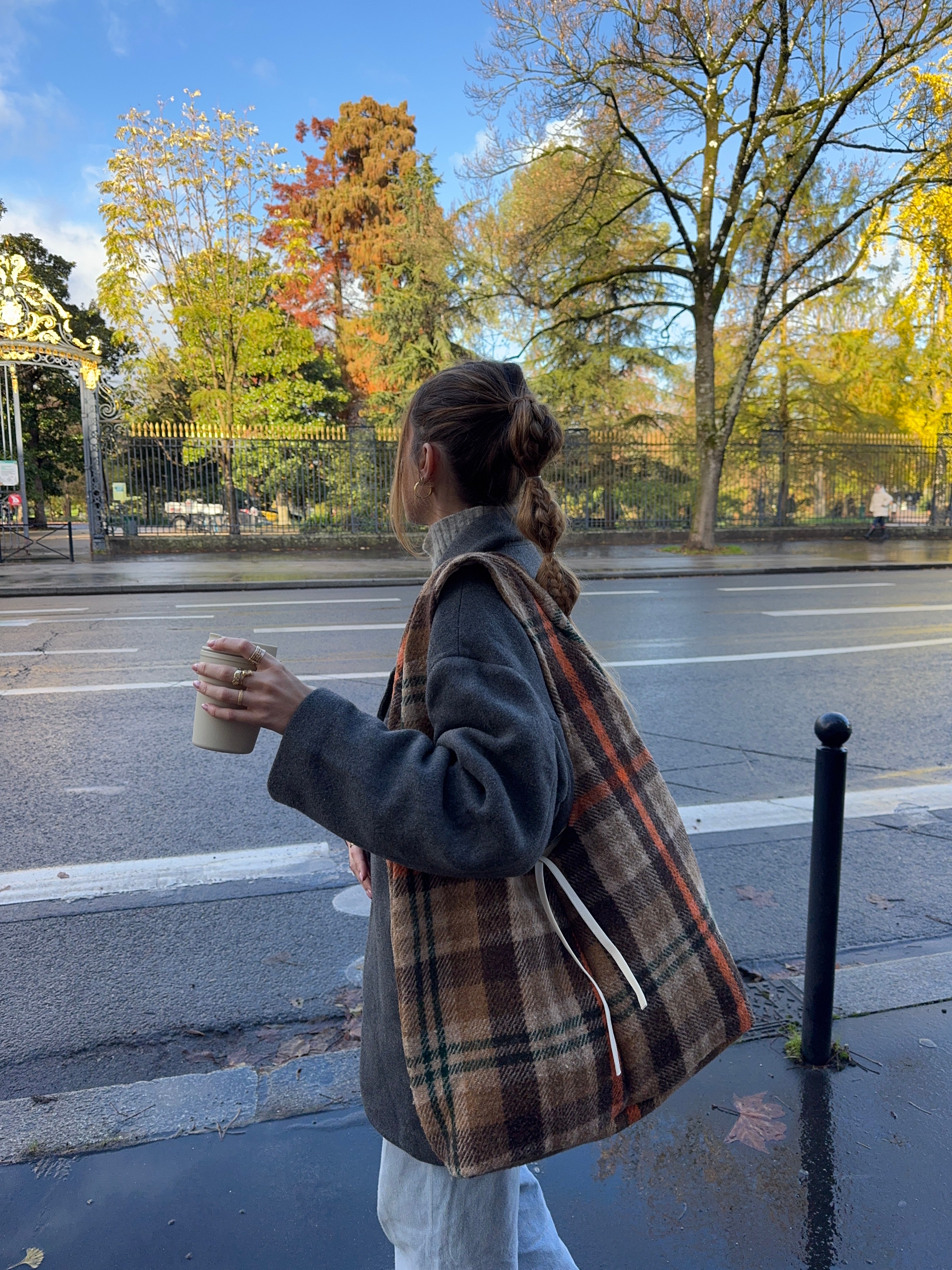 Sac upcyclé laine à carreaux vintage