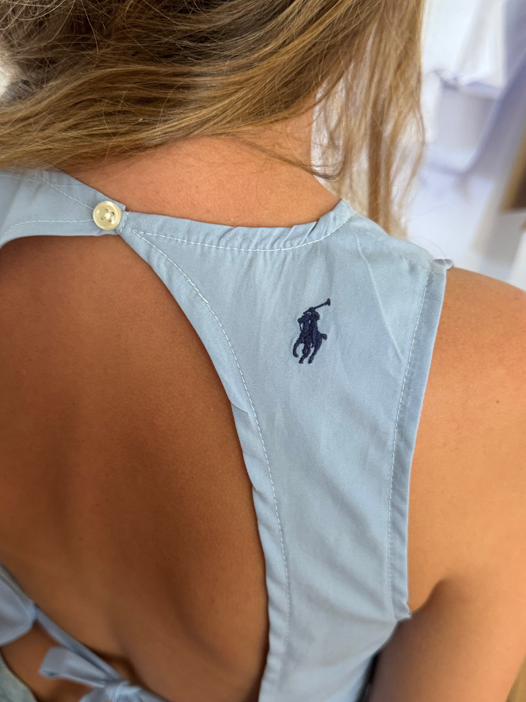 Top dos nu upcyclé bleu - S