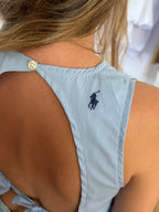 Top dos nu upcyclé bleu - S
