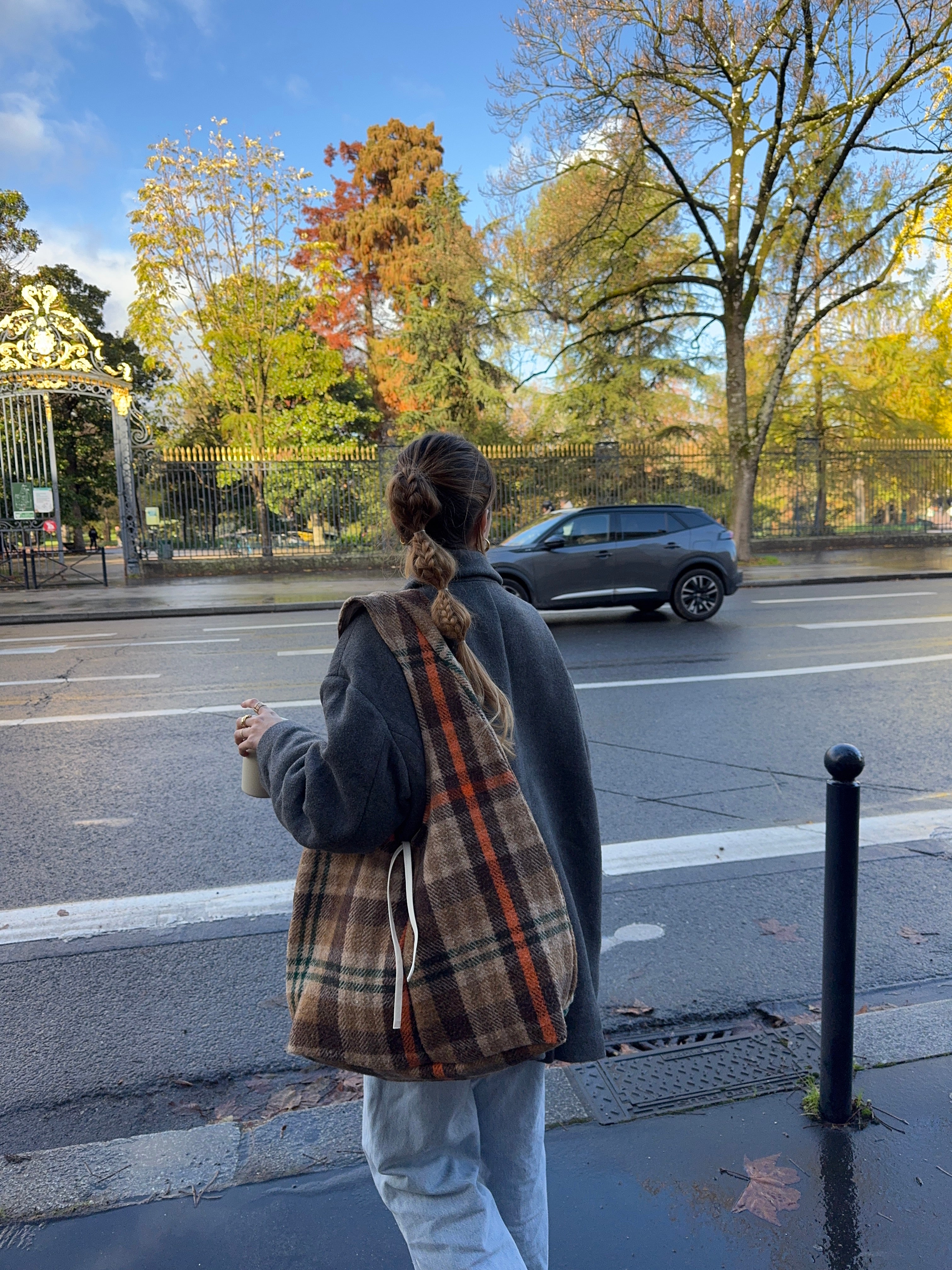 Sac upcyclé laine à carreaux vintage