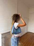 Sac upcyclé denim et perles