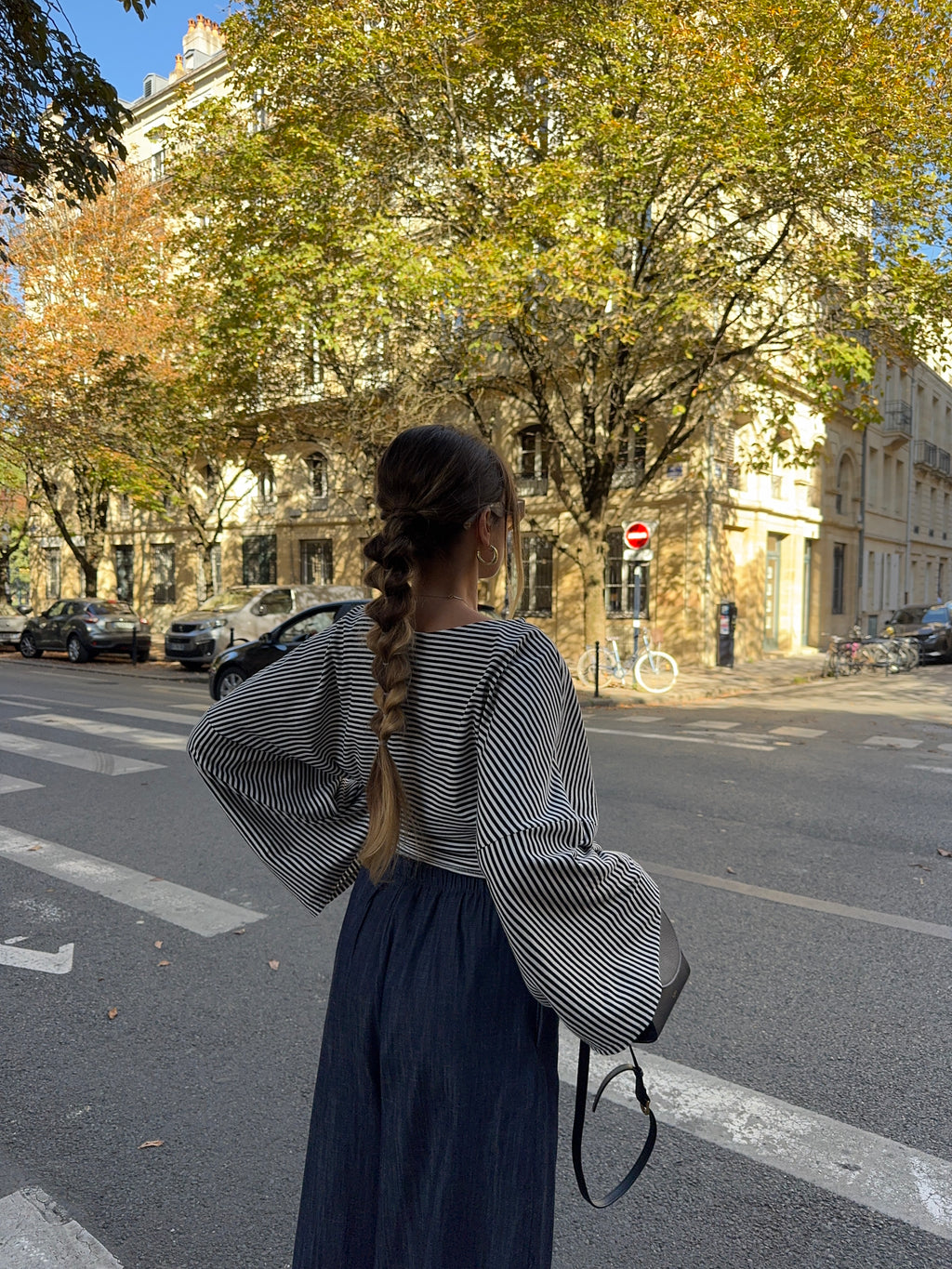 Top jersey à rayures blanches et noires