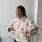 Veste upcyclée matelassée crème à fleurs
