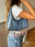 Sac upcyclé denim et perles