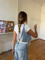 Sac upcyclé denim clair et perles