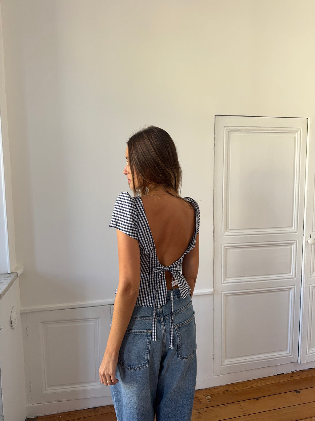 Top dos nu upcyclé vichy - S