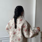 Veste upcyclée matelassée crème à fleurs