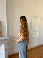Veste courte upcyclée satinée cuivrée