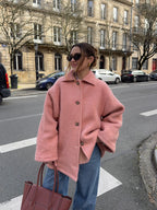 Manteau upcyclé laine rose foncé vintage