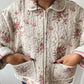 Veste upcyclée matelassée crème à fleurs