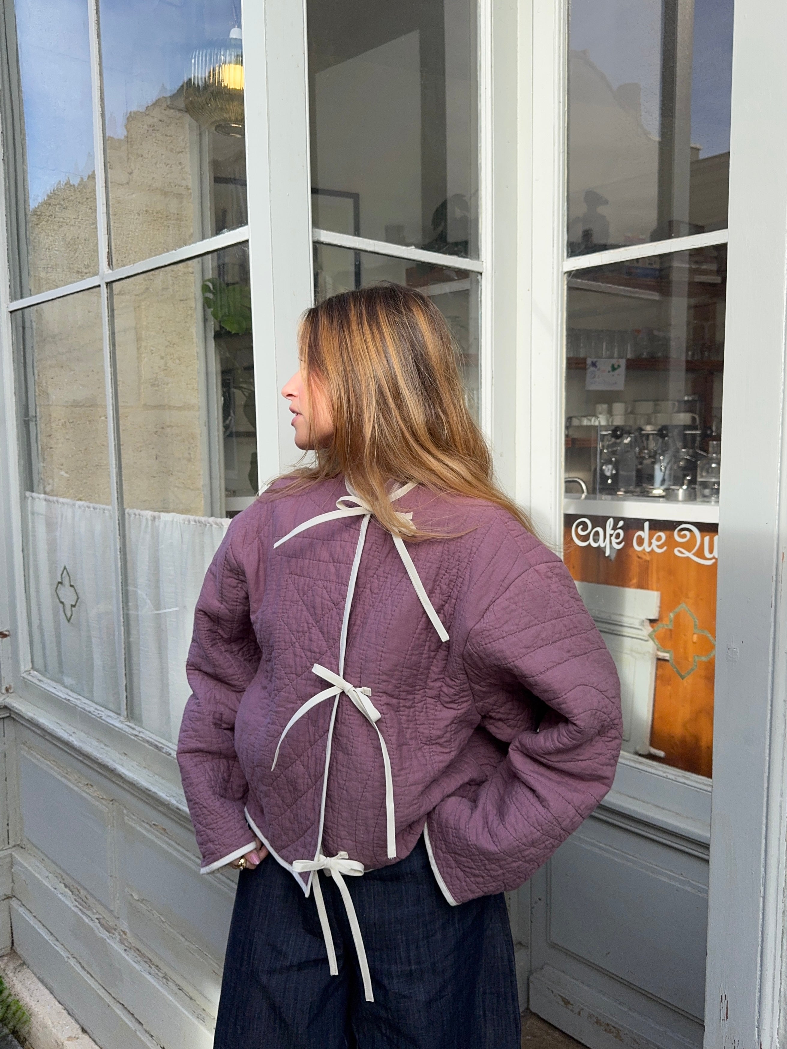 Veste upcyclée matelassée violette