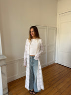 Veste longue upcyclée blanche - M
