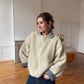 Veste crème à doublure upcyclée patchwork