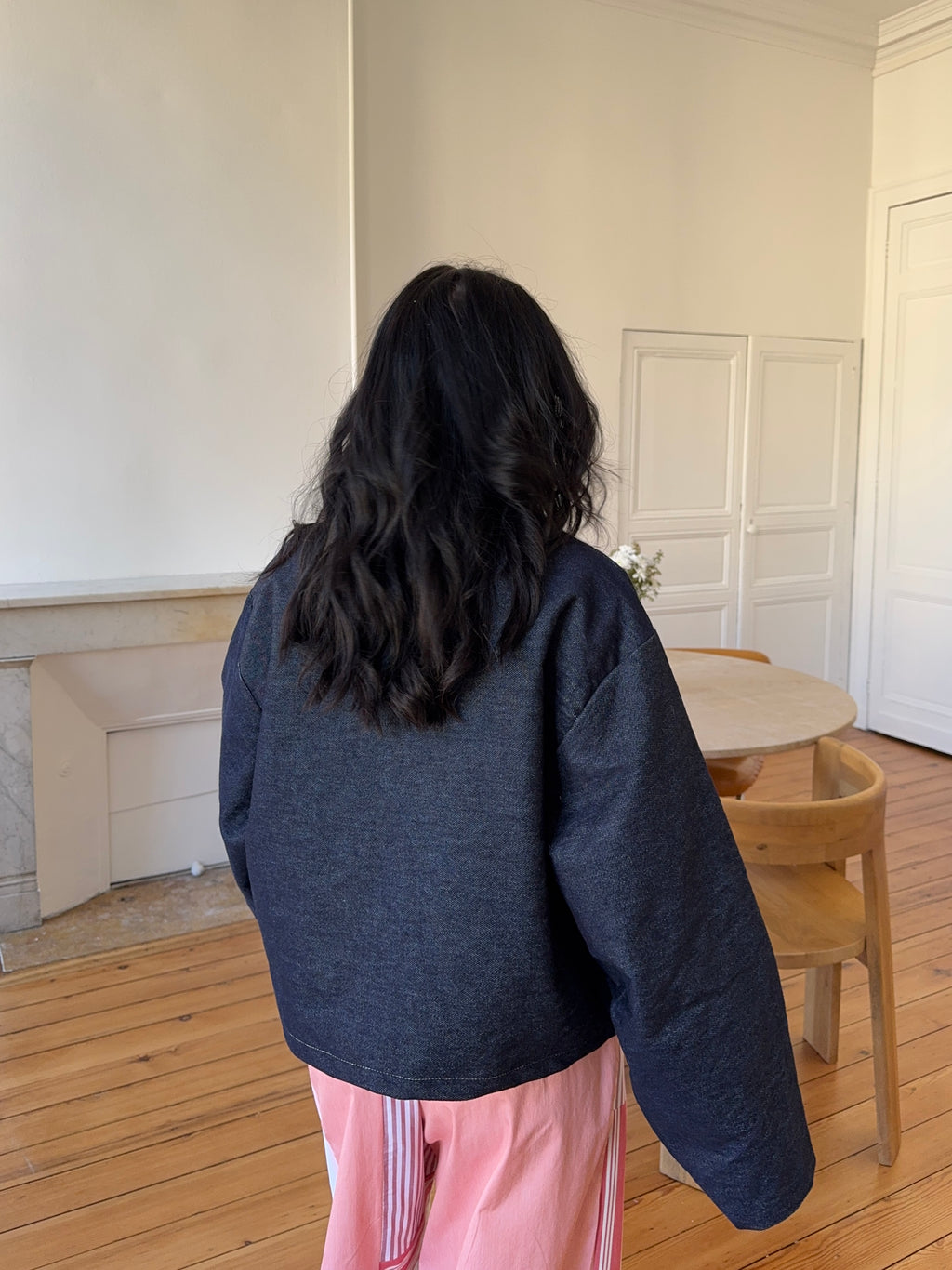 Veste denim poches plaquées