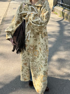 Manteau long upcyclé à motifs vintage