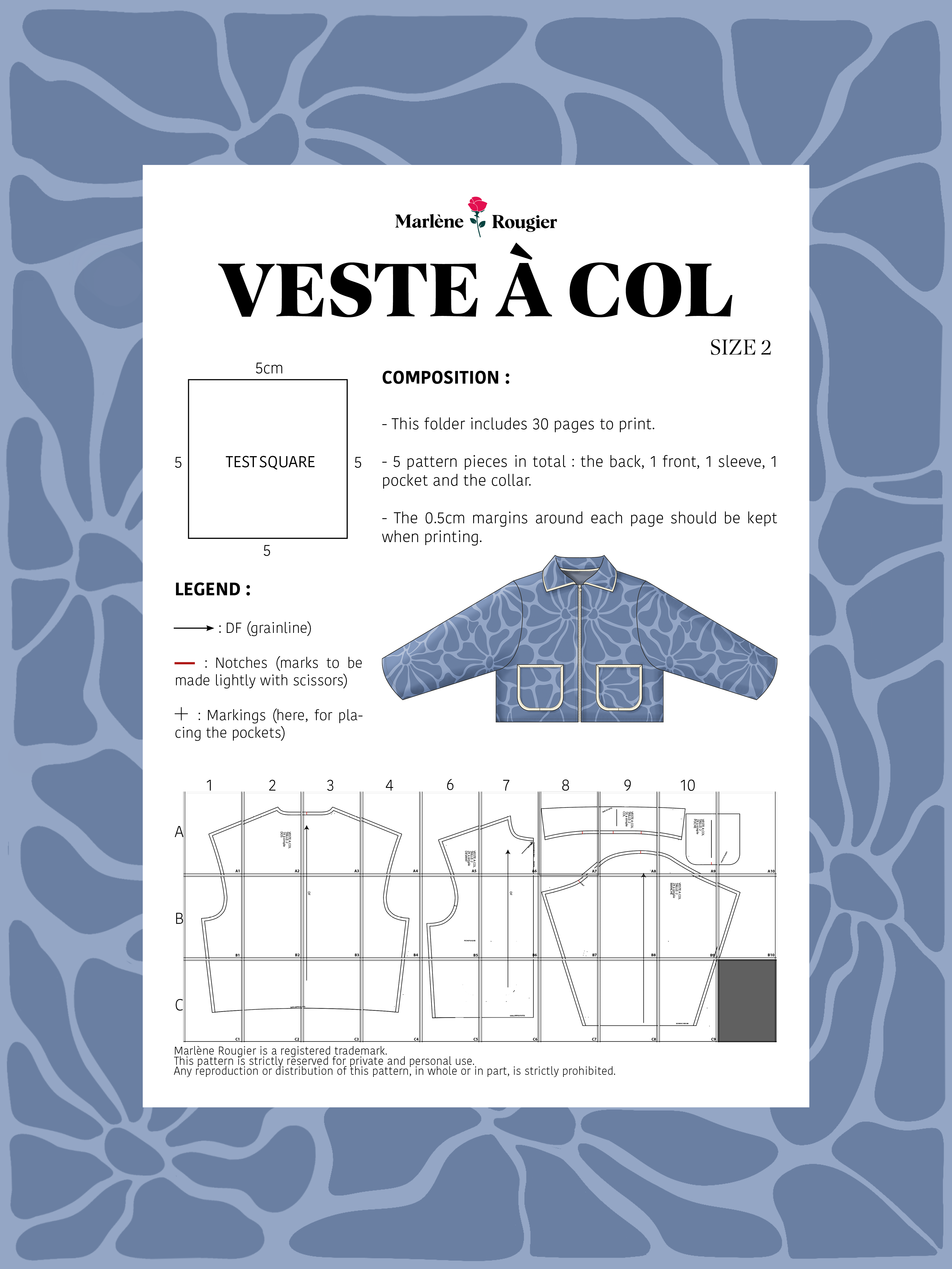  Pattern Veste à col - Taille 2 (english)