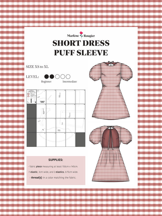 Patron robe courte manches ballon (English version)