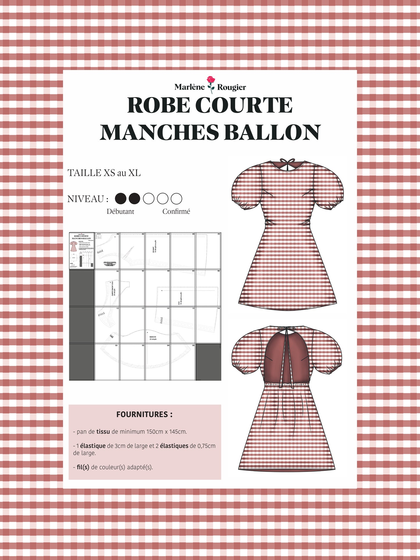 Patron robe courte manches ballon