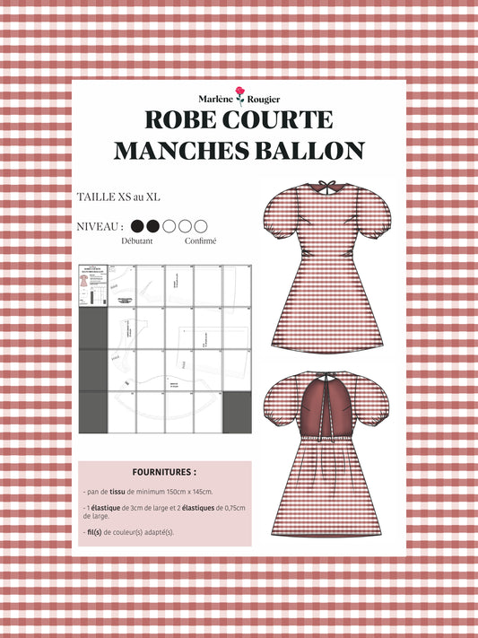 Patron robe courte manches ballon